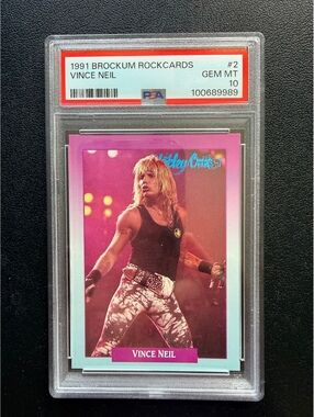 1991 Brockum RockCards Vince Neil #2 Motley Crue PSA 10 POP 2